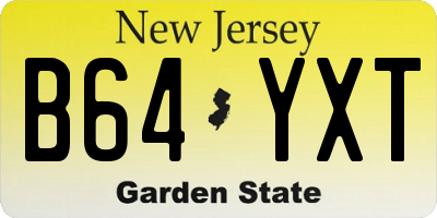 NJ license plate B64YXT