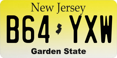 NJ license plate B64YXW
