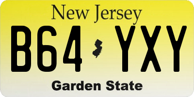 NJ license plate B64YXY