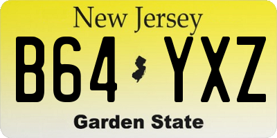 NJ license plate B64YXZ