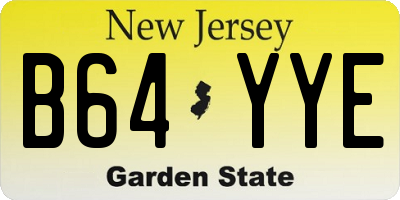 NJ license plate B64YYE