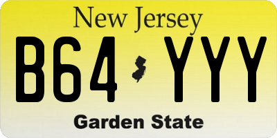 NJ license plate B64YYY