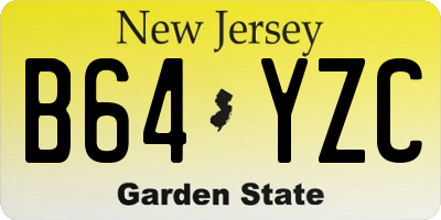 NJ license plate B64YZC