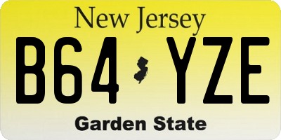NJ license plate B64YZE