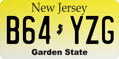 NJ license plate B64YZG