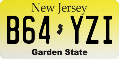 NJ license plate B64YZI