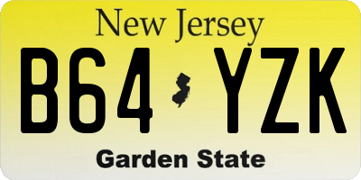 NJ license plate B64YZK
