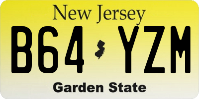 NJ license plate B64YZM