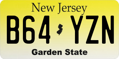 NJ license plate B64YZN