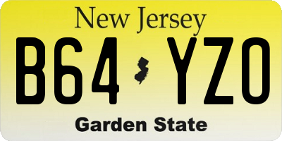 NJ license plate B64YZO