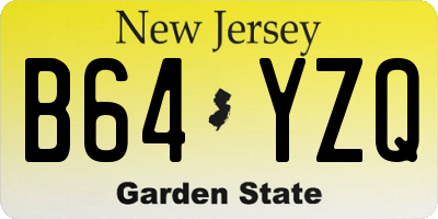 NJ license plate B64YZQ