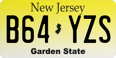 NJ license plate B64YZS
