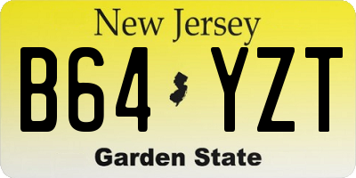 NJ license plate B64YZT