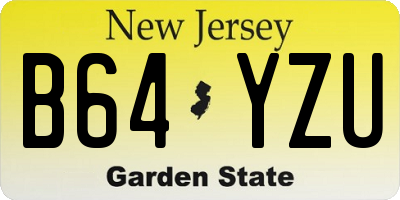NJ license plate B64YZU
