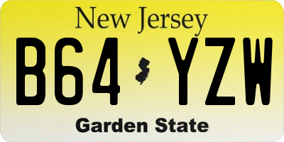 NJ license plate B64YZW
