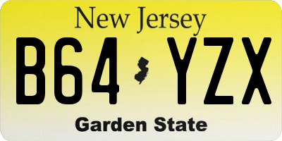 NJ license plate B64YZX
