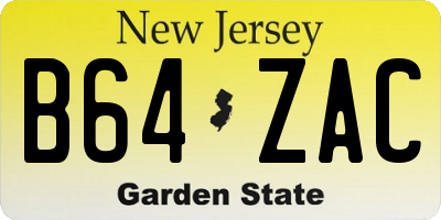 NJ license plate B64ZAC