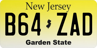 NJ license plate B64ZAD