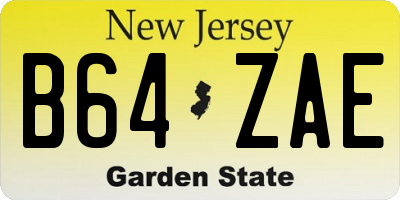 NJ license plate B64ZAE