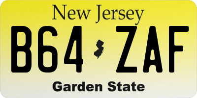 NJ license plate B64ZAF