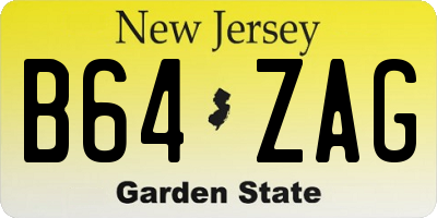 NJ license plate B64ZAG