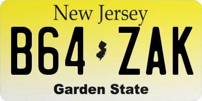 NJ license plate B64ZAK
