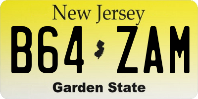 NJ license plate B64ZAM