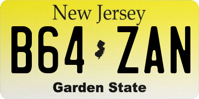 NJ license plate B64ZAN