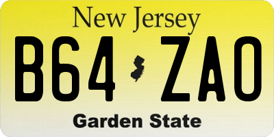 NJ license plate B64ZAO