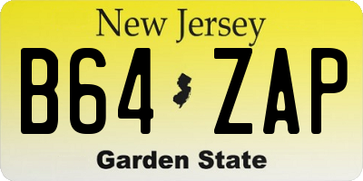 NJ license plate B64ZAP