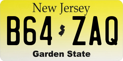 NJ license plate B64ZAQ