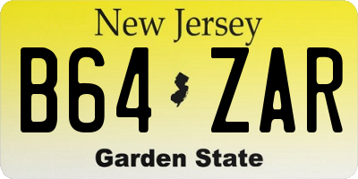 NJ license plate B64ZAR
