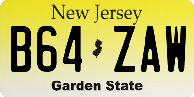 NJ license plate B64ZAW