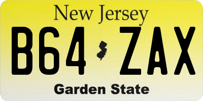 NJ license plate B64ZAX