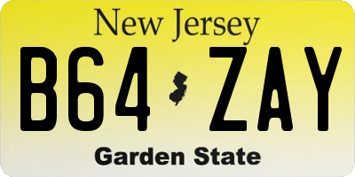 NJ license plate B64ZAY