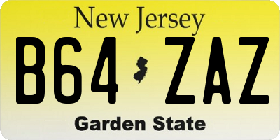 NJ license plate B64ZAZ