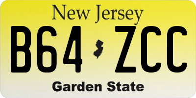 NJ license plate B64ZCC