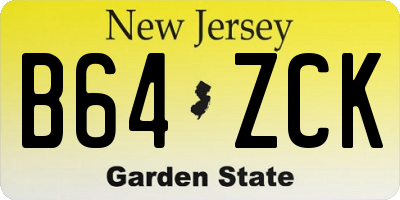 NJ license plate B64ZCK