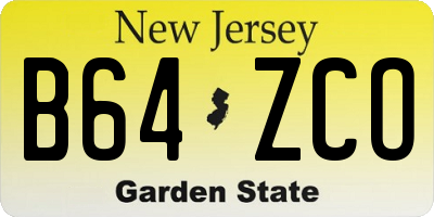 NJ license plate B64ZCO