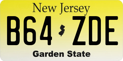 NJ license plate B64ZDE