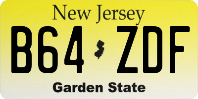 NJ license plate B64ZDF
