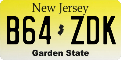 NJ license plate B64ZDK