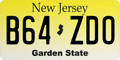 NJ license plate B64ZDO