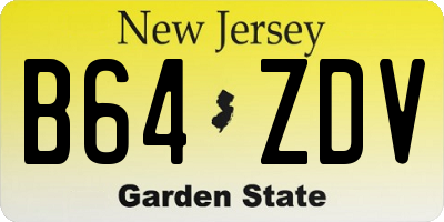 NJ license plate B64ZDV