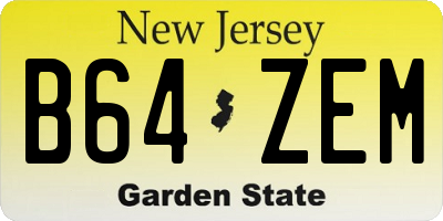 NJ license plate B64ZEM