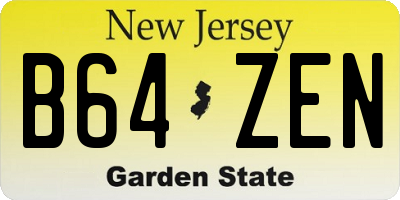 NJ license plate B64ZEN