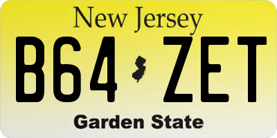 NJ license plate B64ZET