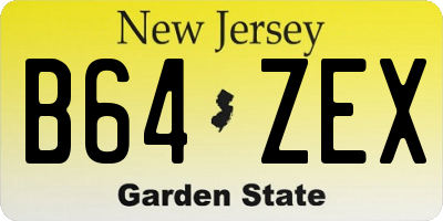 NJ license plate B64ZEX