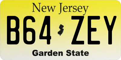 NJ license plate B64ZEY