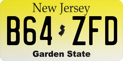 NJ license plate B64ZFD
